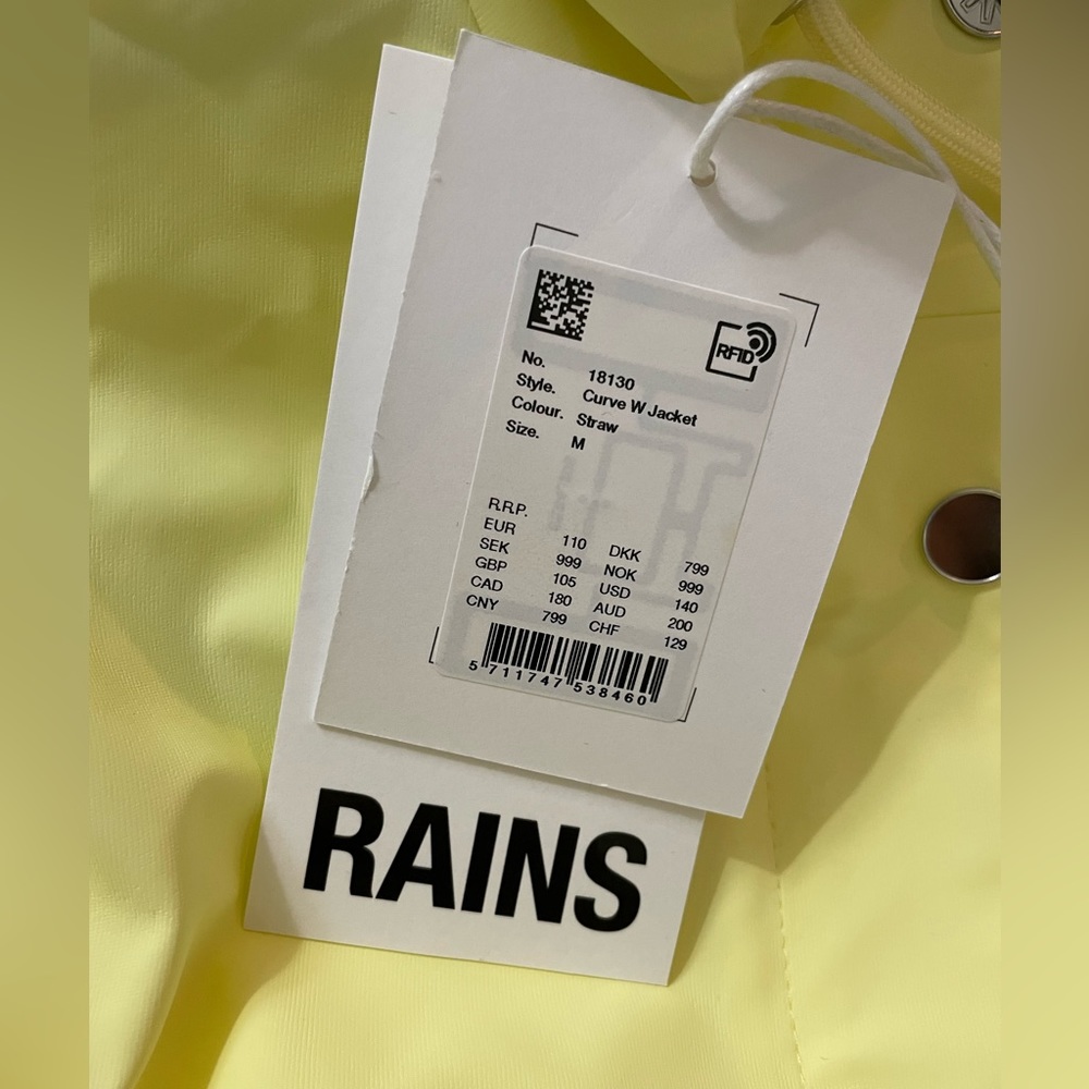 NWT Curve Women’s Rains Waterproof Raincoat Yellow Hooded Trench Coat Size M - Picture 6 of 11